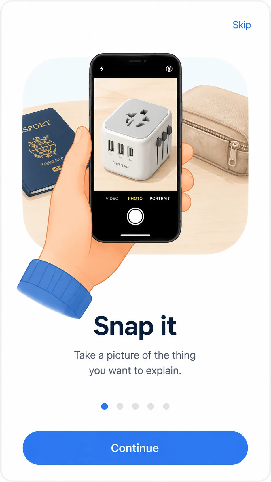 Snap it — take a picture of the thing you want to explain